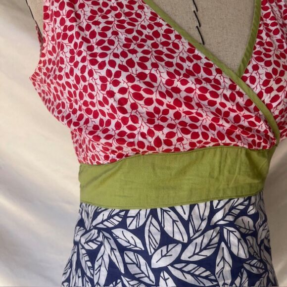 Boden - 100% Cotton Faux Wrap Side Zip Floral Sleeveless Top Sz 12 - Picture 4 of 7